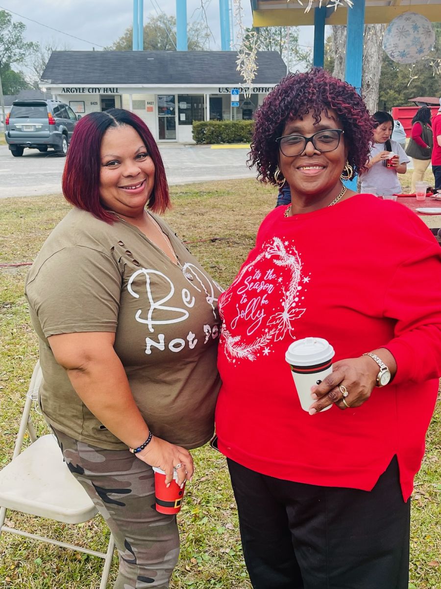 two people at christmas park event 