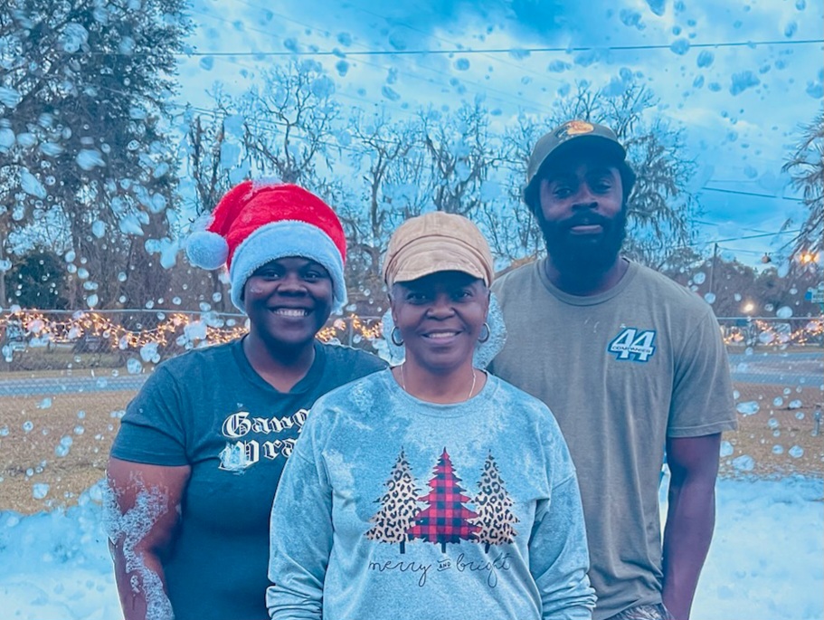 people playing at park for christmas event